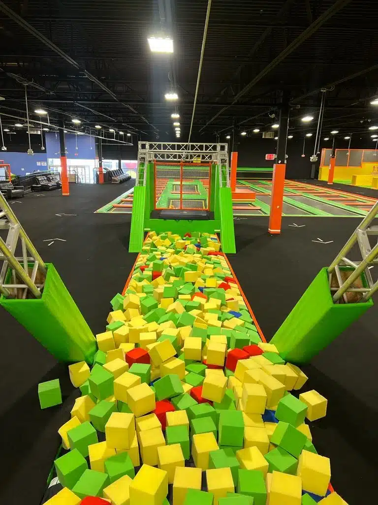 Foam pit with colorful foam cubes