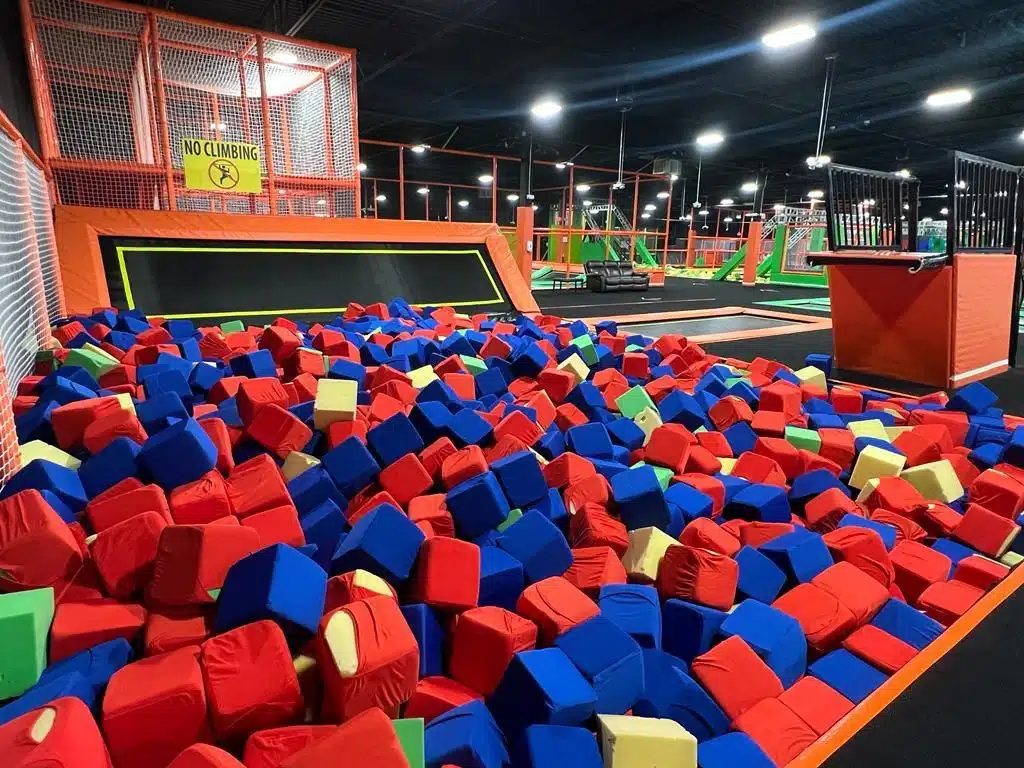 Foam pit with colorful soft blocks