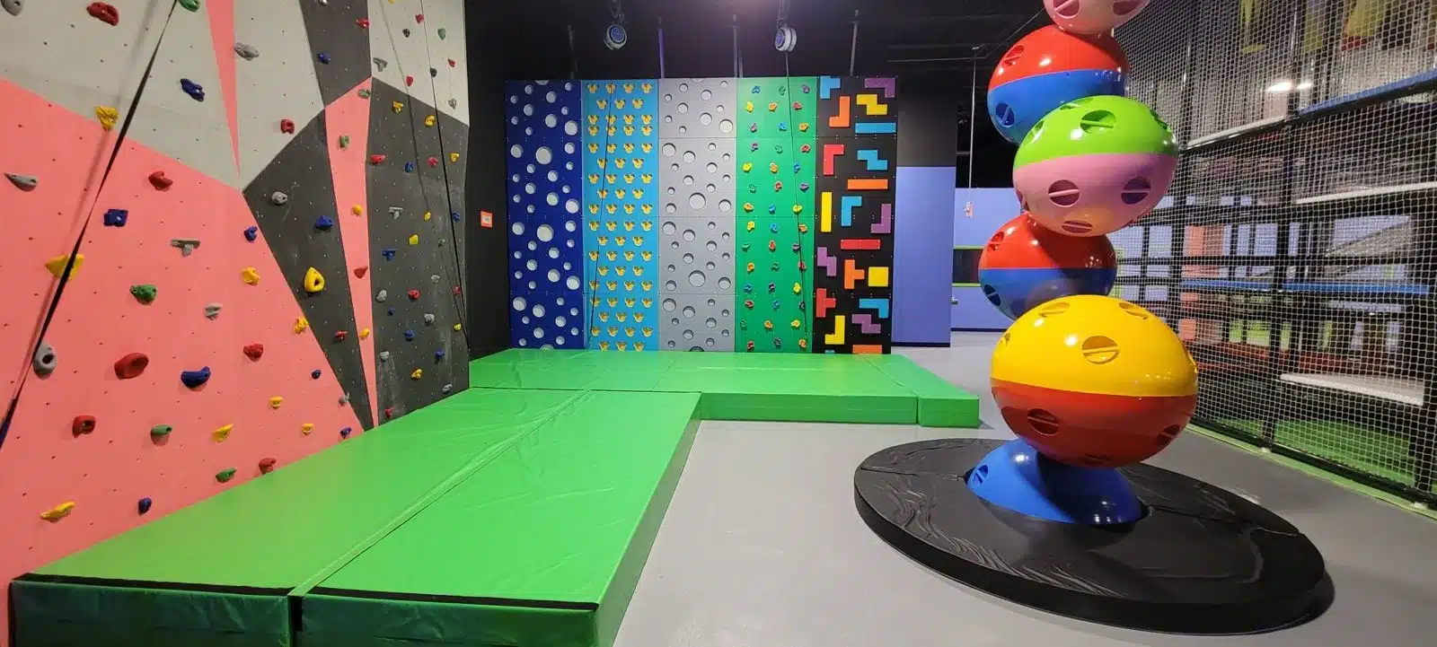 Rock wall climbing and activity zone